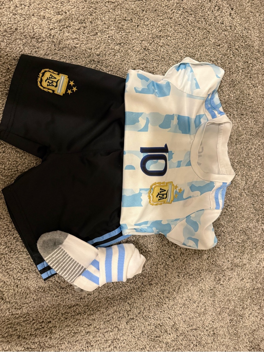 Argentina Kids Soccer Jersey & Shorts Set - Light Blue White